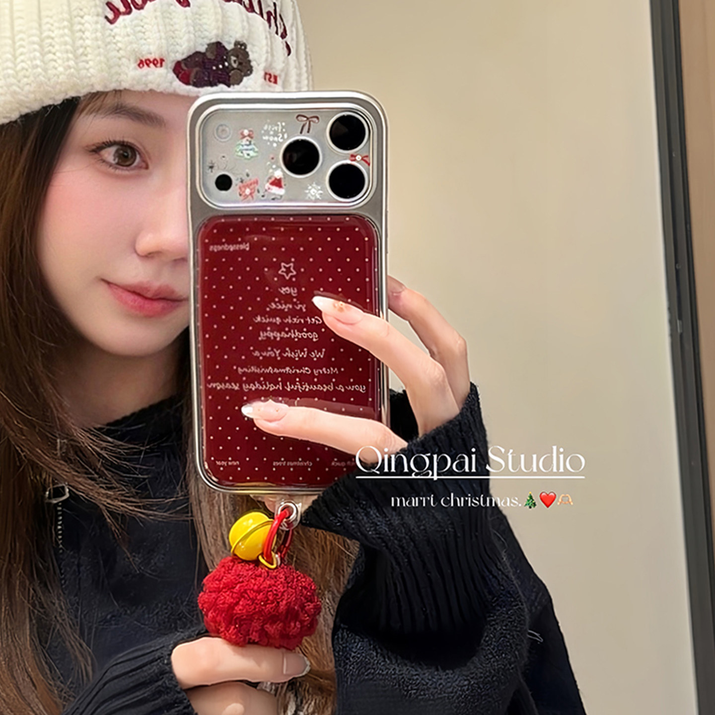 适用苹果手机壳ins波点圣诞树