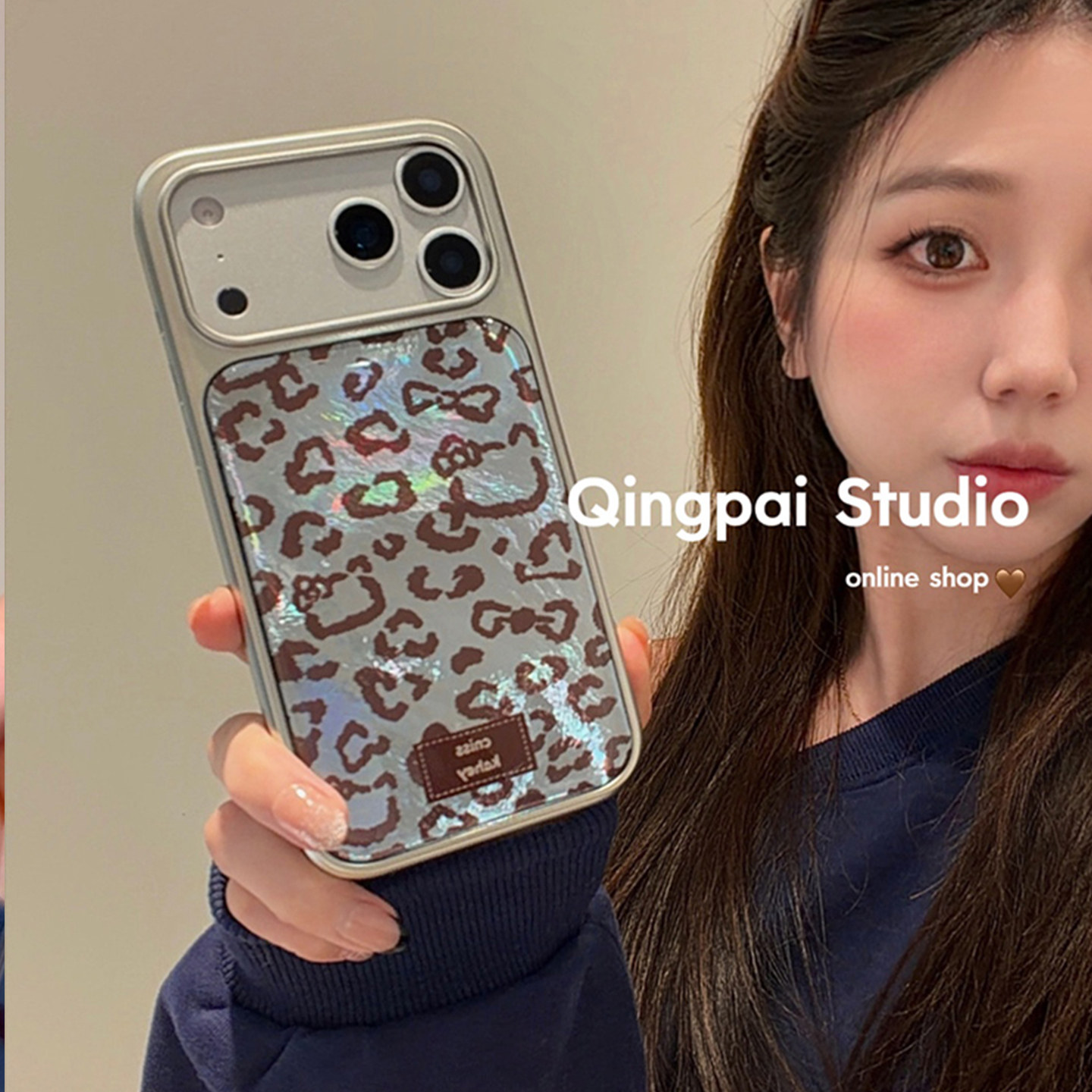 轻派ins个性棕色豹纹适用苹果17promax手机壳iphone16pro新款15女款14银色边框锡纸纹13小众创意设计全包硬壳,3C数码配件,手机保护套/壳,淘宝优惠券,粉丝福利购,淘宝优惠卷