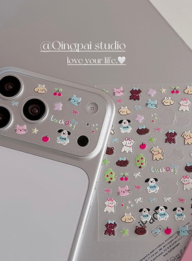 轻派可爱卡通可diy韩系ins风少女图案镜头贴纸适用iPhone17promax透明镜头膜新款苹果17pro摄像头防刮花软膜