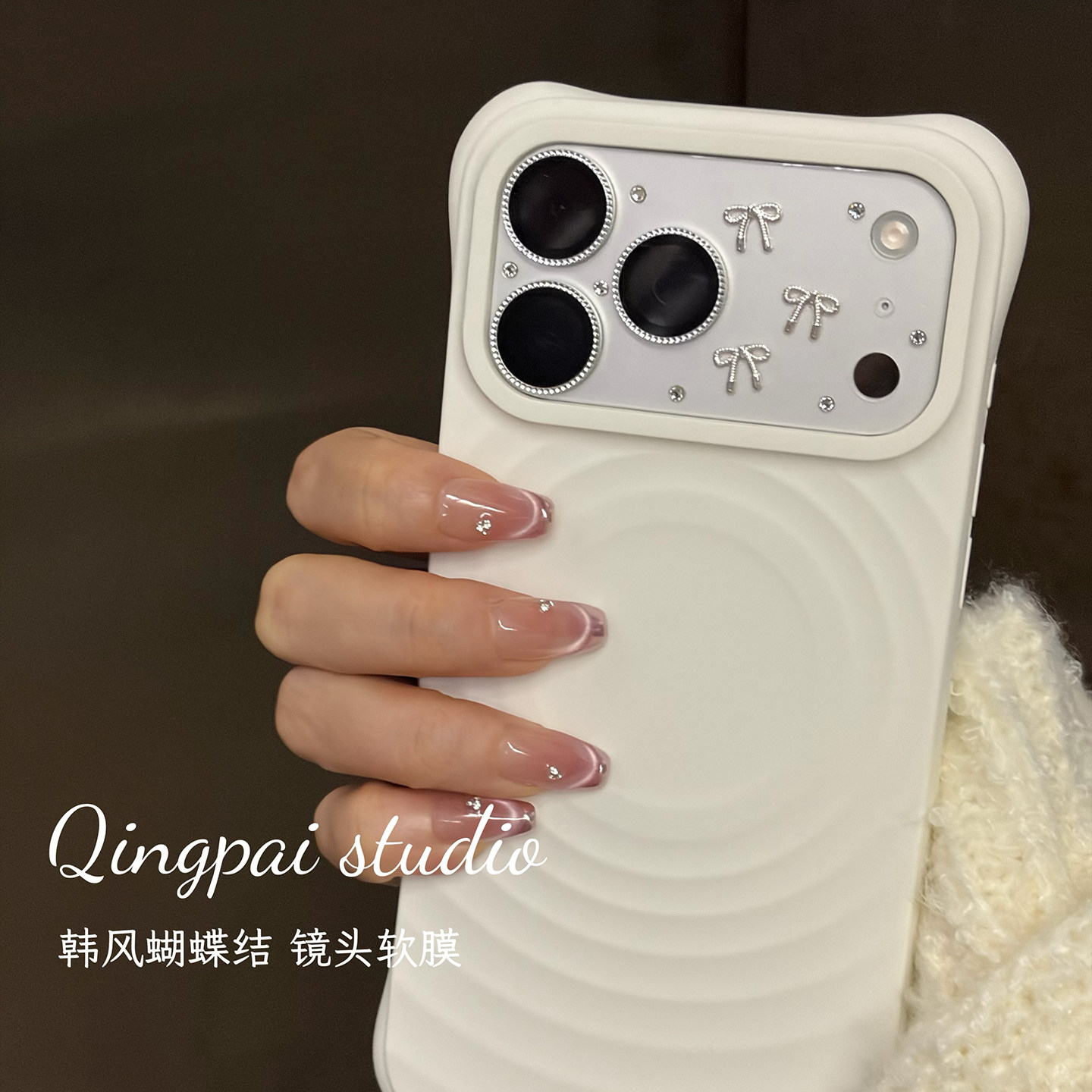 轻派ins立体蝴蝶结适用iPhone17promax透明镜头膜新款圈苹果17pro后摄像头钢化玻璃水钻小众高级感防刮花软膜