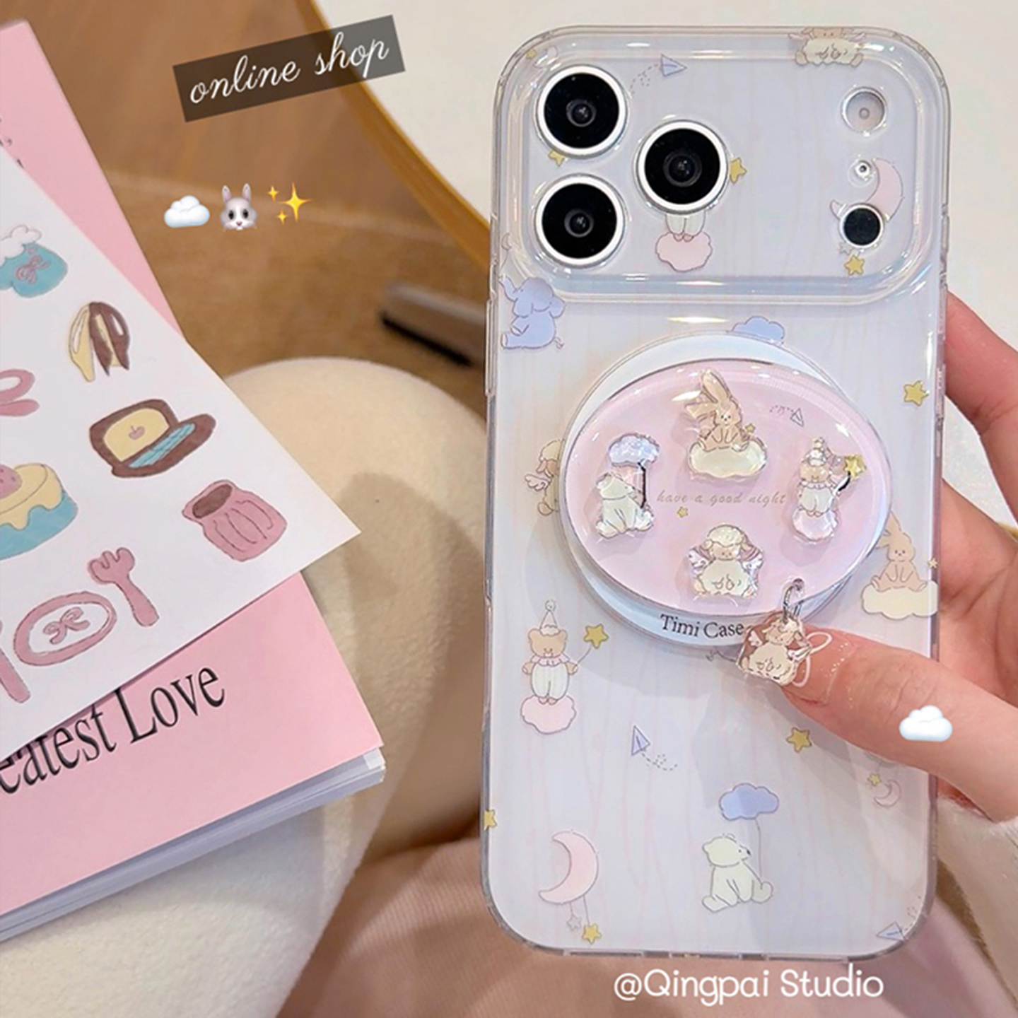 适用苹果手机壳可爱小动物磁吸壳