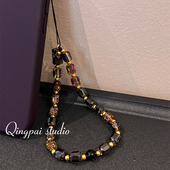 轻派ins高级感手机ccd相机挂绳水晶链条短款 手腕手提防丢钥匙链子