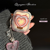 轻派简约棕色爱心星星带挂饰适用airpodspro3 苹果三代保护套耳机壳无线蓝牙保护壳 2耳机保护套airpods4新款