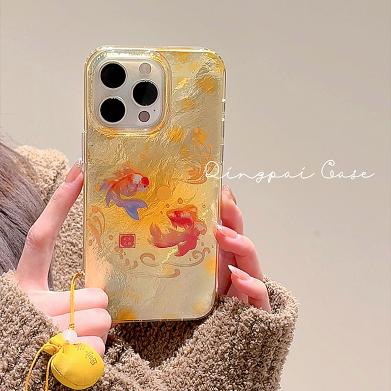 轻派中国风金色锦鲤福袋挂件适用苹果16promax手机壳iphone13新款15pro女款14新年喜庆好运国潮中式全包硬壳,3C数码配件,手机保护套/壳,淘宝优惠券,粉丝福利购,淘宝优惠卷
