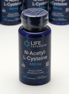 Life Extension N-乙酰-L-半胱氨酸600mg*60粒胶囊NAC转谷胱甘肽