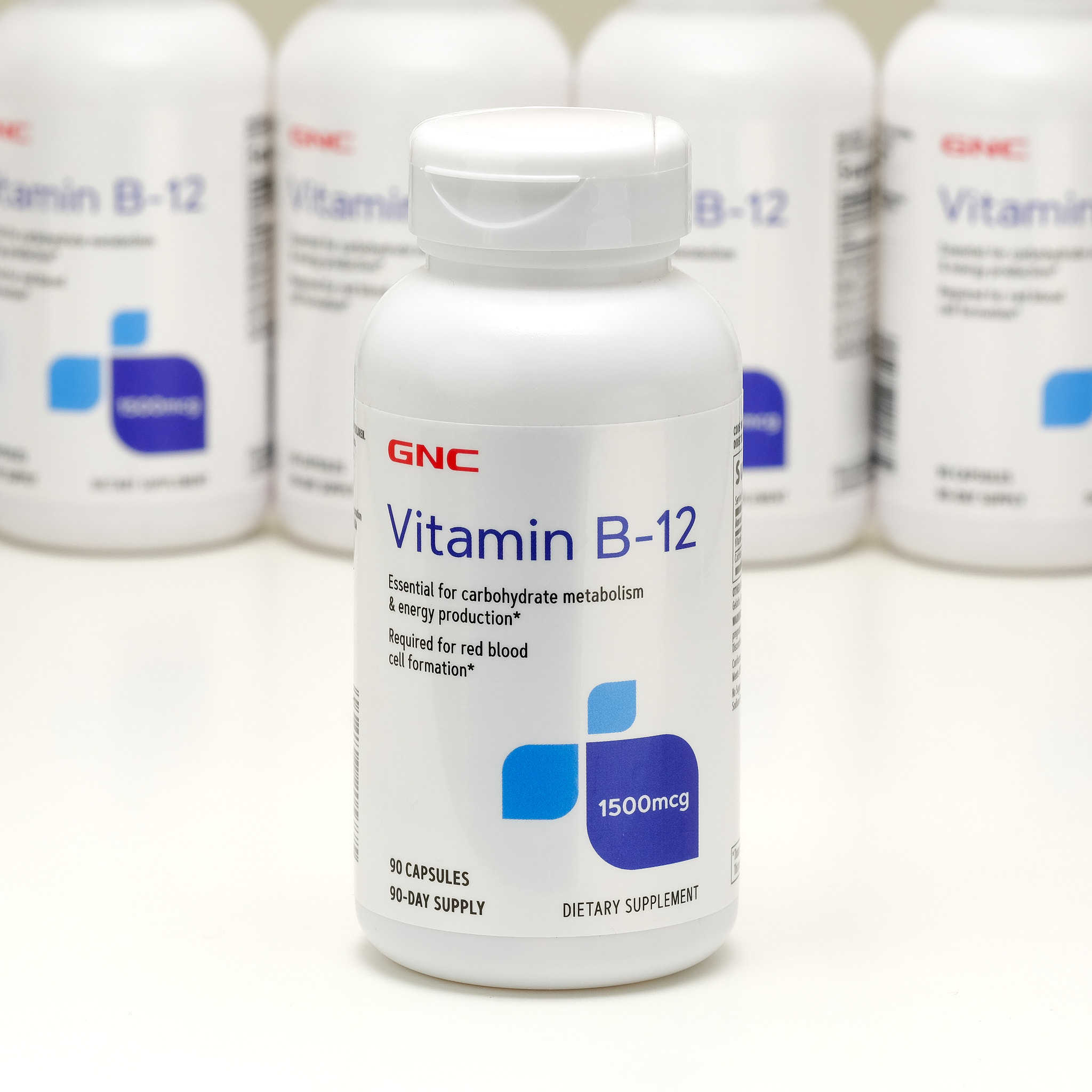 29年5月美国GNC维生素B12氰钴胺钴胺素1500mcg*90粒VB12神经健康
