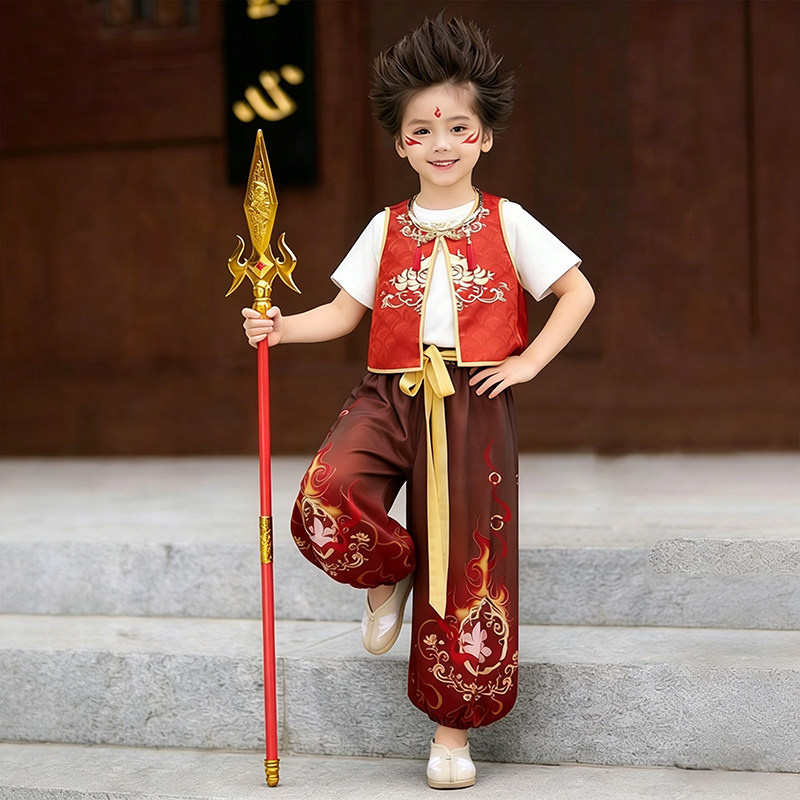 哪吒cos衣服男童套装儿童同款魔童降世汉服唐装六一舞蹈演出服女