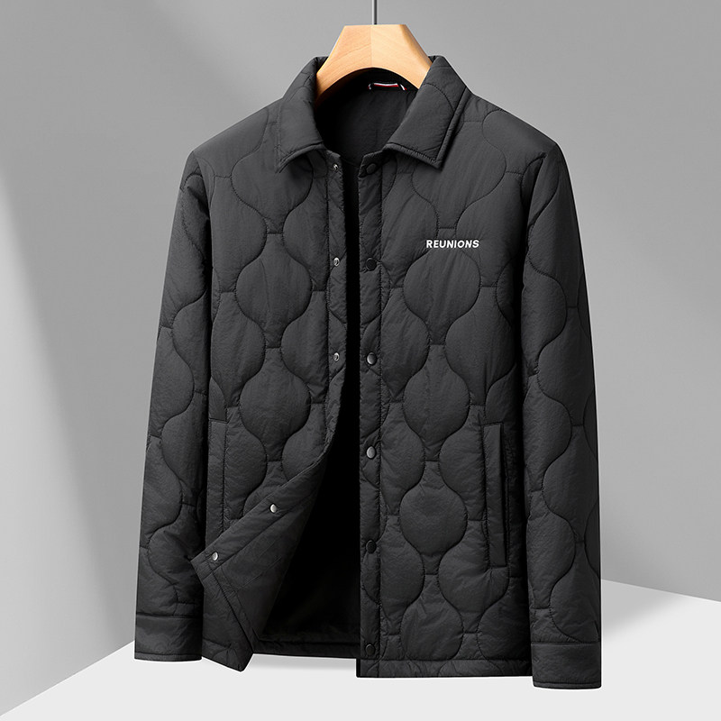 大码男装胖子翻领轻薄棉衣防寒保暖棉袄加肥加大中年爸爸棉服外套