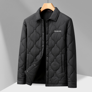 大码 胖子翻领轻薄棉衣防寒保暖棉袄加肥加大中年爸爸棉服外套 男装