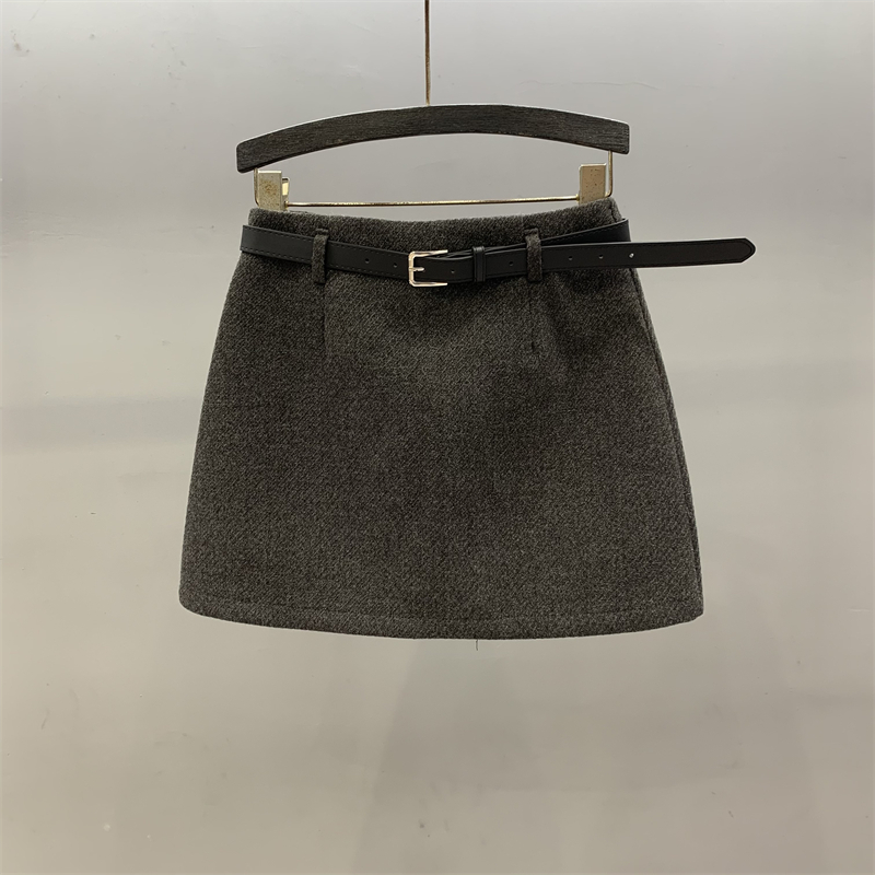 短裙包臀裙A型防走光半身裙毛呢