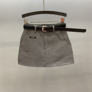 半身裙女美式 灰色西装 复古防走光A字包臀短裙 春夏新款 清仓断码
