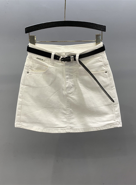 简约气质白色牛仔短裤裙女2026夏季新款高腰显瘦a字包臀半身裙子