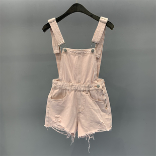 清仓断码 背带牛仔裤女2026夏季新款高腰显瘦阔腿热裤连体短裤子