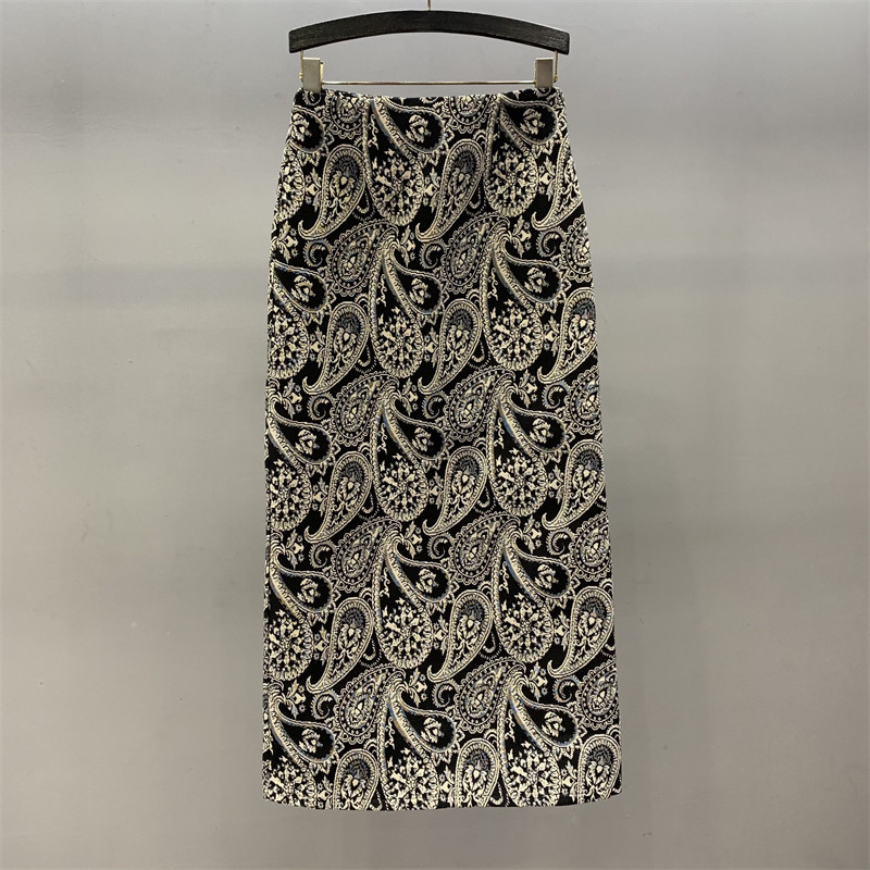 复古提花直筒半身裙女2026年秋季新款高腰修身显瘦后开叉包臀长裙,女装/女士精品,半身裙,淘宝优惠券,粉丝福利购,淘宝优惠卷