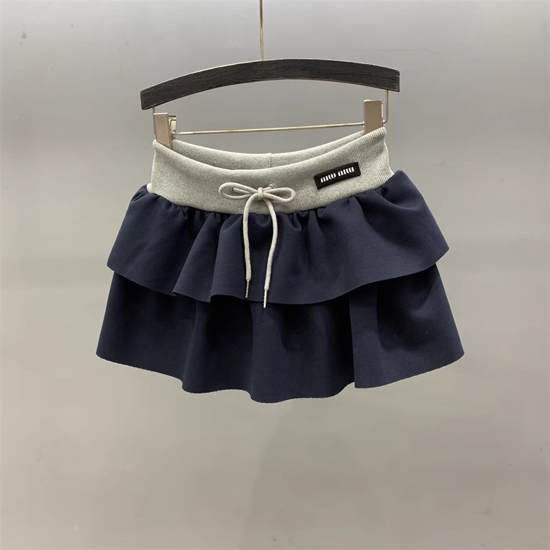抽绳松紧腰休闲运动半身裙女夏2026新款高腰a字短裙蓬蓬裙蛋糕裙