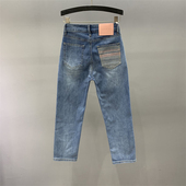 高腰弹力显瘦八分烟管裤 设计感刺绣口袋直筒牛仔裤 女2026春夏新款