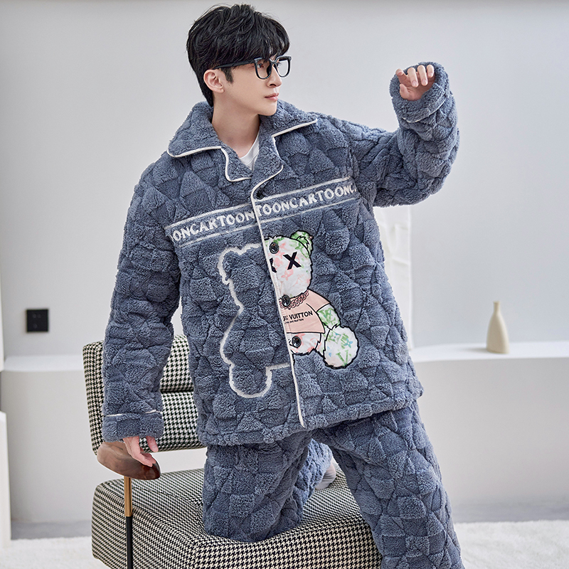 2024新款冬季男士睡衣冬款加厚