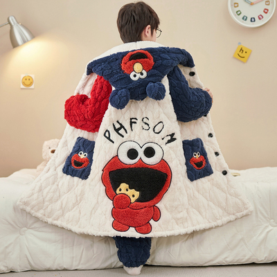 男童三层夹棉睡衣2025新款儿童