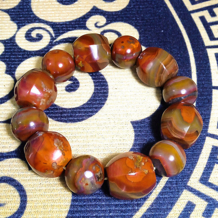 精品 正宗宣化战国红玛瑙纯天然战国红手串手链 同料 臻品一等好