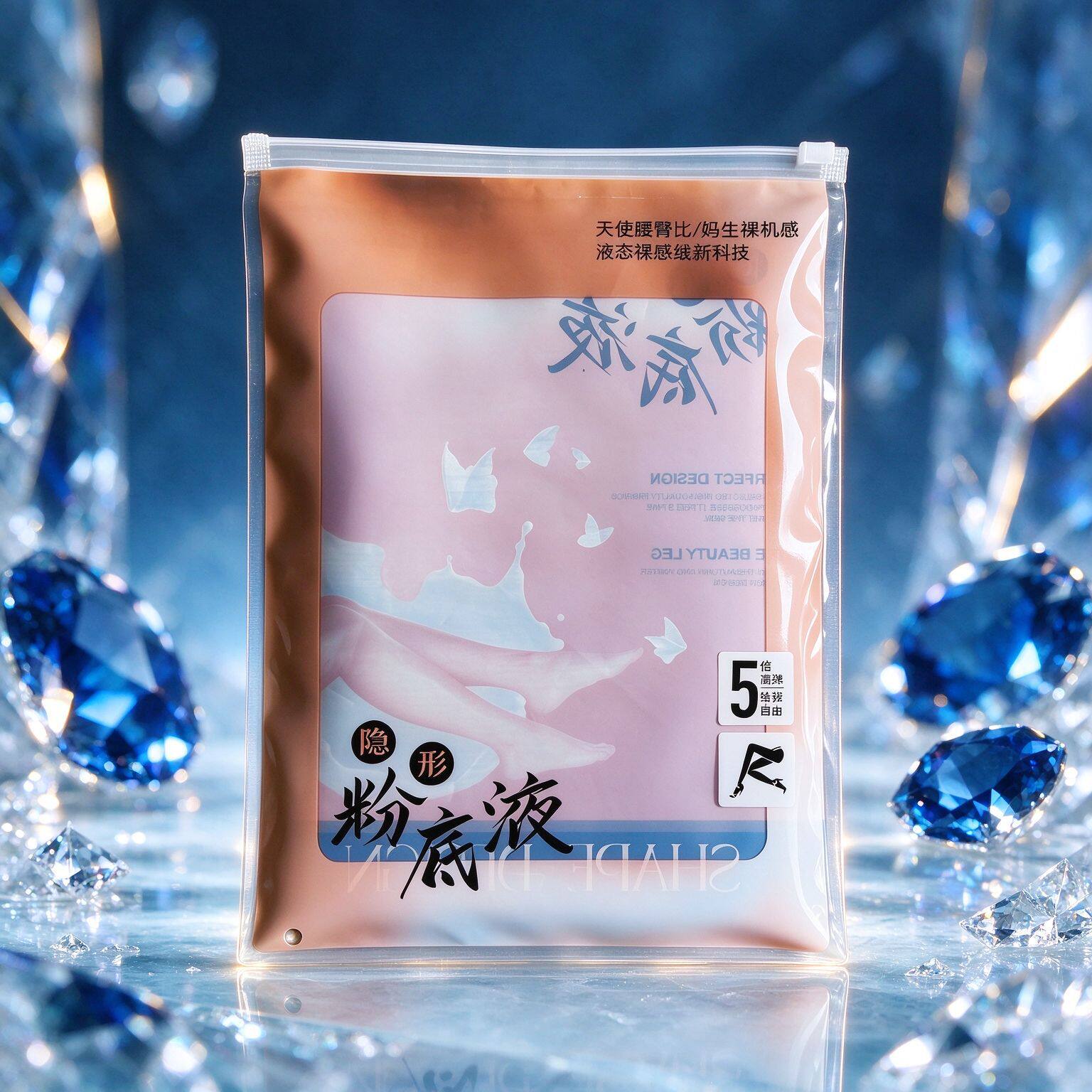 粉底液隐形打底裤包装袋 连裤袜美腿裤拉链袋 女士丝袜服饰拉链袋