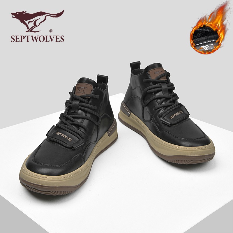 七匹狼休闲马丁靴男鞋加绒保暖