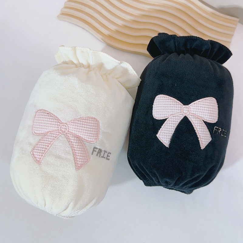 蝴蝶结短款袖套防脏袖头女冬季毛绒学生套袖上班防污手袖棉衣护袖