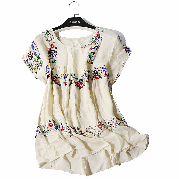 新品2018真丝大码短袖上衣印花桑蚕丝t恤圆领夏季宽松女装热卖565