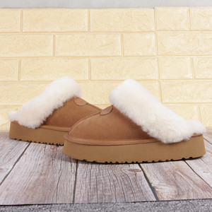 羊皮毛一体拖鞋女2023冬季新款外穿保暖羊毛加厚增高居家包头拖鞋