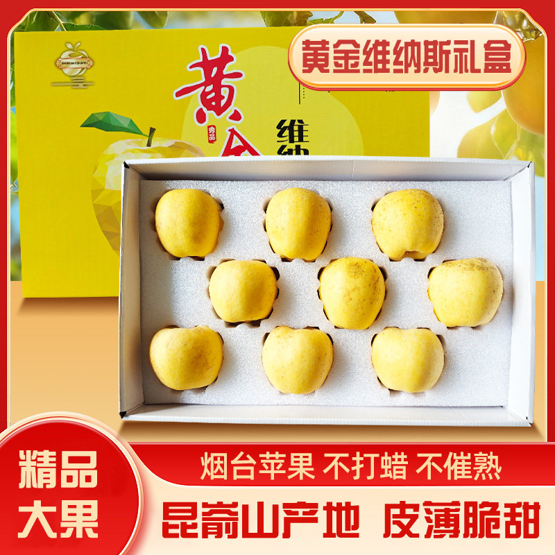 山东昆嵛山维纳斯精品礼盒黄金特大苹果新鲜水果脆甜现摘奶油糖心