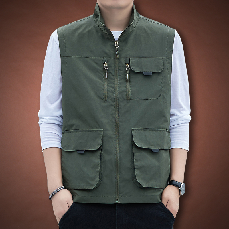 多口袋工装大码宽松马甲