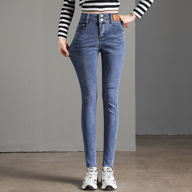 Women's new high waisted slim slim slim pipe long pants