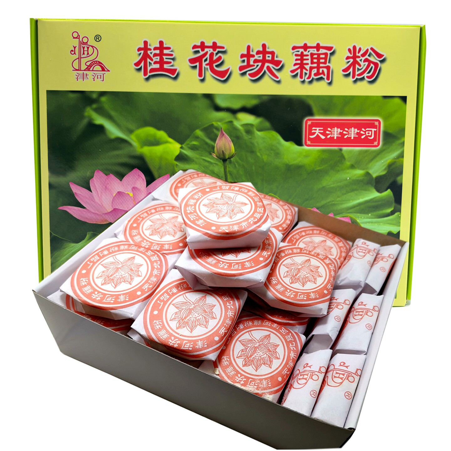 天津津河桂花块藕粉500g/盒 怀旧老味道藕粉特产零食早餐冲饮代餐