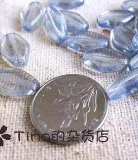 日本KIWA贵和 捷克水晶菱形扁管珠 冰蓝色13x8mm