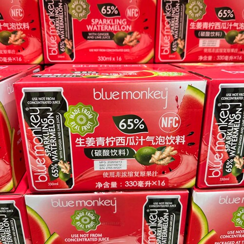 山姆代购 生姜青柠西瓜汁气泡饮料330ml*16罐 碳酸饮料
