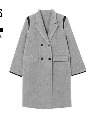 【惊喜三折】GOLDEN BARRY撞色长款手工羊毛大衣142004