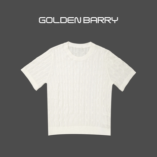 【超值特价】GOLDEN BARRY羊毛绞花短袖针织上衣打底T恤241170