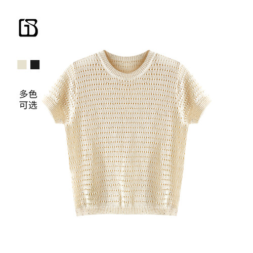 【超值特价】GOLDEN BARRY春夏镂空亮片短袖毛衣246426