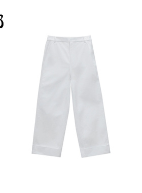 【惊喜五折】GOLDEN BARRY休闲白色翻边阔腿裤511094