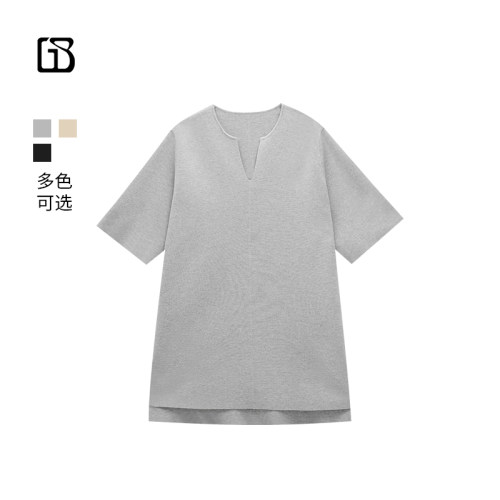 【超值特价】GOLDEN BARRY半开V领纯色针织短袖上衣女246441