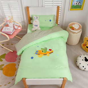 幼儿园被子纯棉三件套宝宝入园午睡含芯六件套卡通刺绣被套褥定制