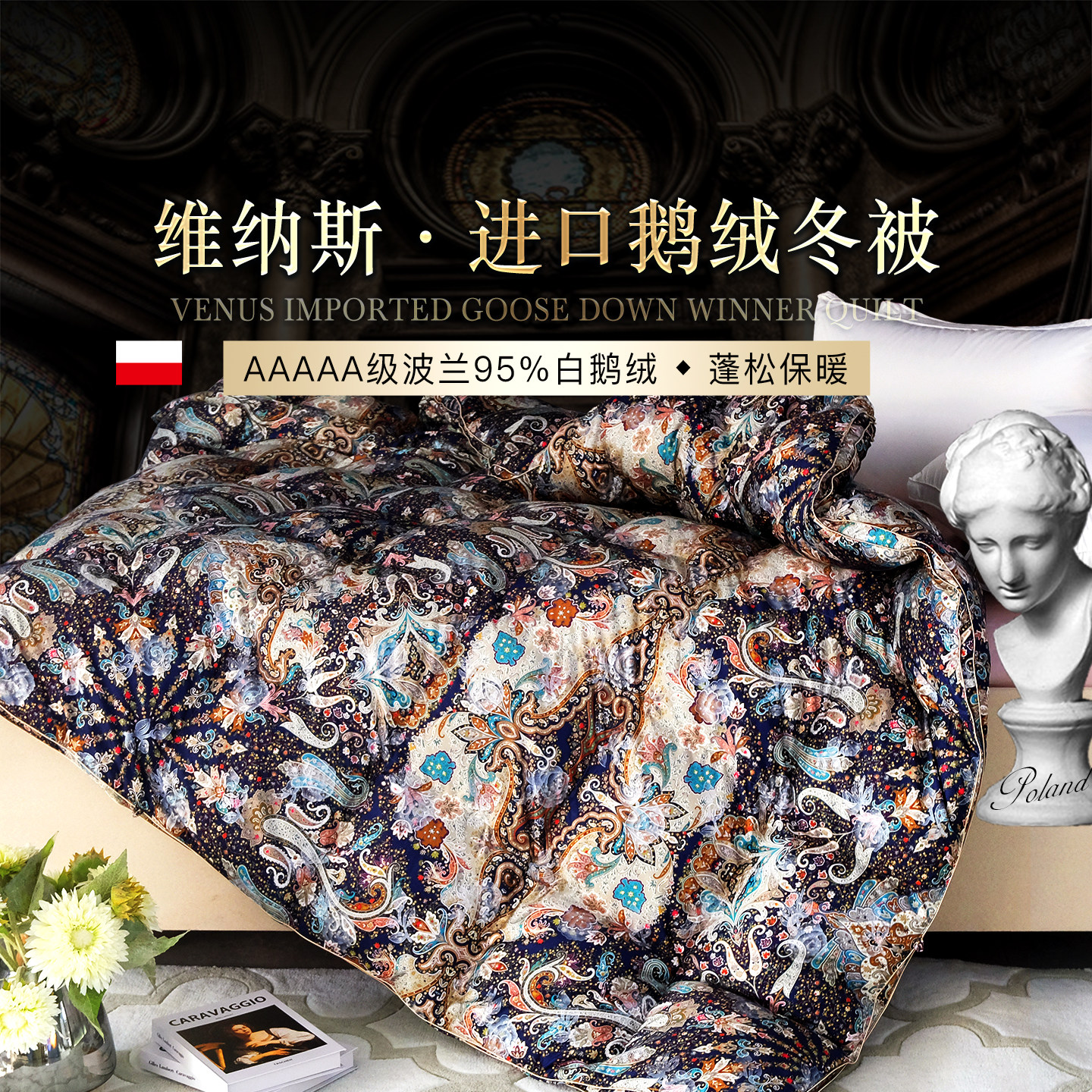 JAHVERY维纳斯进口波兰鹅绒被 羽绒被95白鹅绒被子被芯四季秋冬被