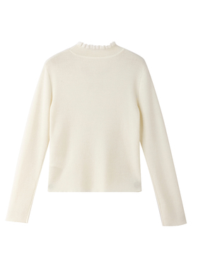 COVEN GARDEN/哥文花园半高领木耳边镂空针织衫女