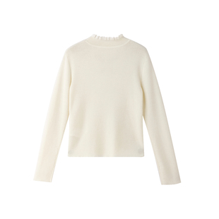 女 哥文花园半高领木耳边镂空针织衫 COVEN GARDEN