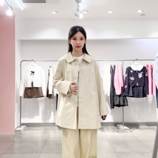 乐町女士简约时尚外套风衣C1BEG1411