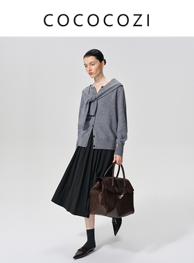 COCOCOZI秋冬居家感圆领女士针织衫242CO563M