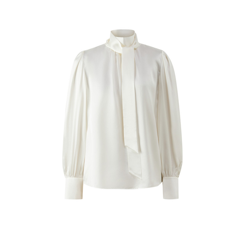 【100%桑蚕丝】PRICH简约系带高领纯色衬衫2026春气质上衣女