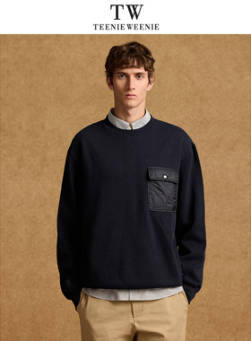 TeenieWeenie2024秋拼接圆领撞色卫衣TNMW244TB1D