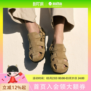 TRENDY珍皮厚底一字扣包头罗马凉鞋 2025春夏欣款 AP160L40061 ASH女鞋 男女同款