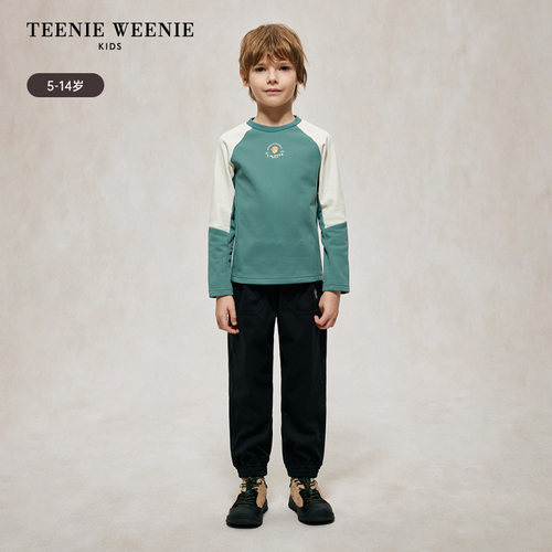 TeenieWeenie Kids小熊童装24秋季男童刺绣纯色休闲长裤TKTC244901B