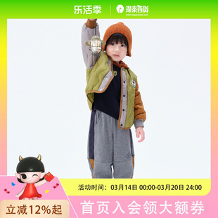 马拉丁童装24冬男女小童织标撞色拼接轻薄羽绒服634914910D